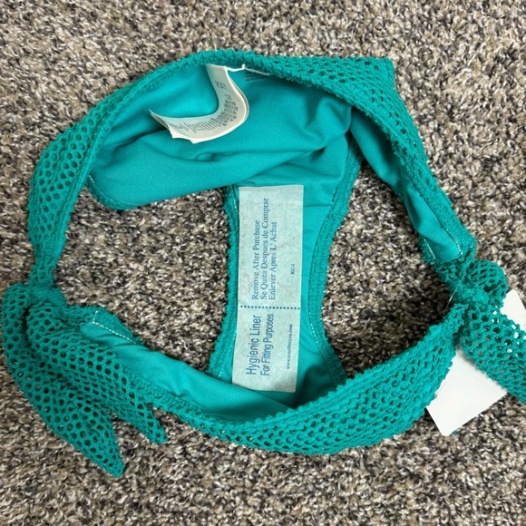Roxy Teal Mesh Side Ties Bikini Bottoms SP - Picture 5 of 9